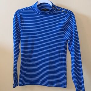 J. Crew Royal Blue Striped Long Sleeve Tee